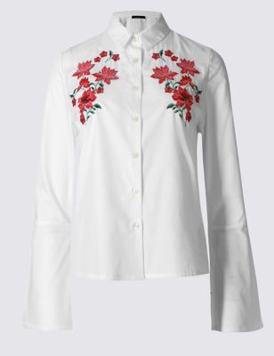 Pure cotton Embroidered Collared Neck Shirt